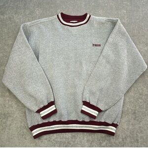 Vintage 90s Discus Athletic Colorblock Crewneck Sweatshirt Grey Maroon L